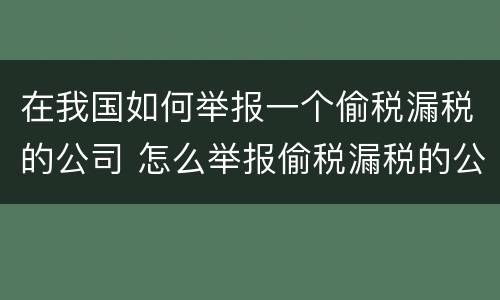 在我国如何举报一个偷税漏税的公司 怎么举报偷税漏税的公司