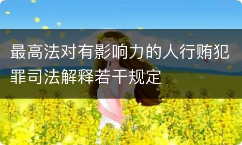 最高法对有影响力的人行贿犯罪司法解释若干规定