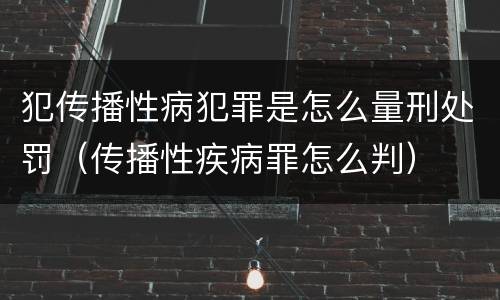 犯传播性病犯罪是怎么量刑处罚（传播性疾病罪怎么判）