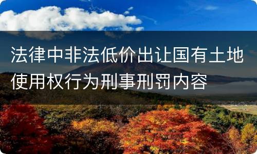 法律中非法低价出让国有土地使用权行为刑事刑罚内容