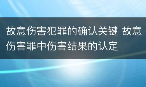 故意伤害犯罪的确认关键 故意伤害罪中伤害结果的认定