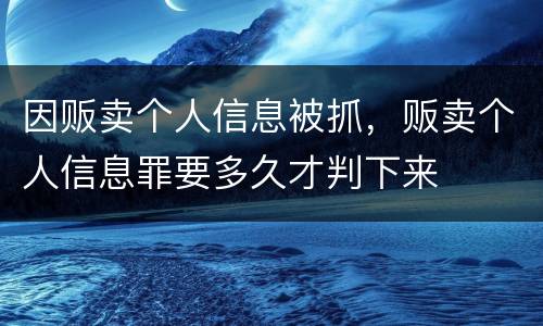 因贩卖个人信息被抓，贩卖个人信息罪要多久才判下来