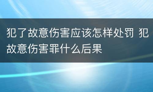 犯了故意伤害应该怎样处罚 犯故意伤害罪什么后果