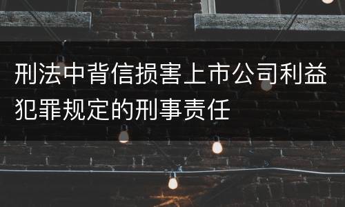 刑法中背信损害上市公司利益犯罪规定的刑事责任