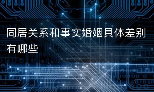 同居关系和事实婚姻具体差别有哪些