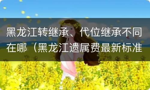 黑龙江转继承、代位继承不同在哪（黑龙江遗属费最新标准）