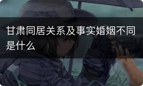 甘肃同居关系及事实婚姻不同是什么