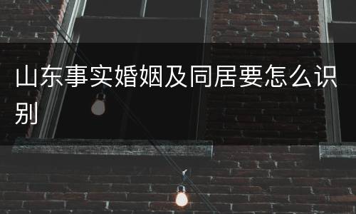 山东事实婚姻及同居要怎么识别