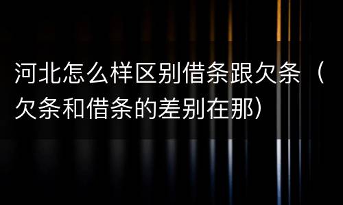 河北怎么样区别借条跟欠条（欠条和借条的差别在那）