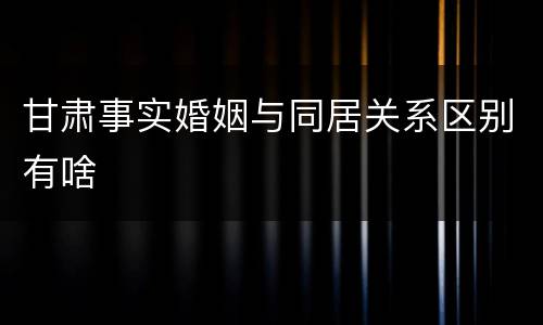 甘肃事实婚姻与同居关系区别有啥