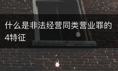 什么是非法经营同类营业罪的4特征