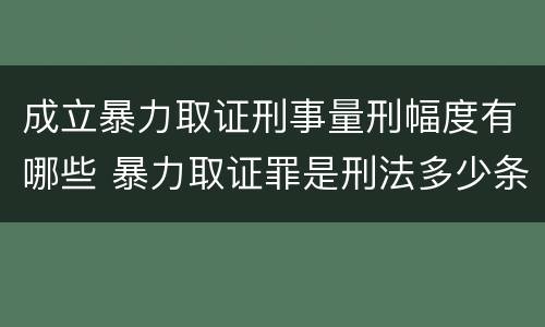 成立暴力取证刑事量刑幅度有哪些 暴力取证罪是刑法多少条