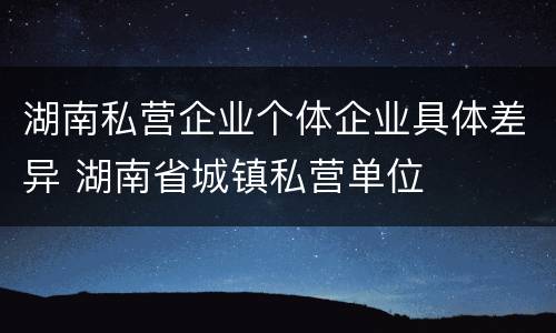 湖南私营企业个体企业具体差异 湖南省城镇私营单位