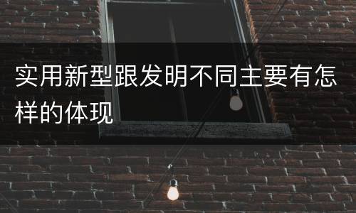 实用新型跟发明不同主要有怎样的体现