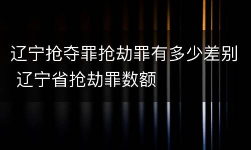 辽宁抢夺罪抢劫罪有多少差别 辽宁省抢劫罪数额