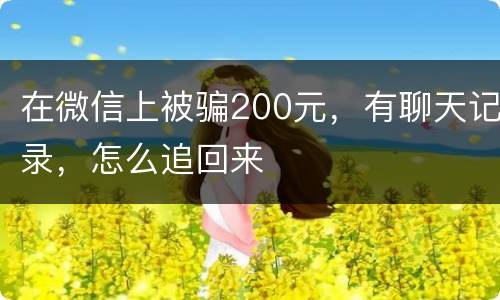 在微信上被骗200元，有聊天记录，怎么追回来
