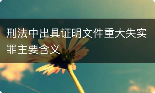 刑法中出具证明文件重大失实罪主要含义