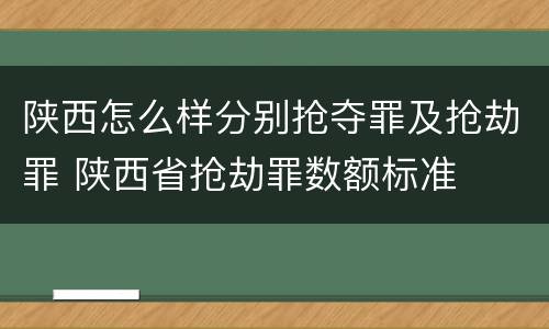 陕西怎么样分别抢夺罪及抢劫罪 陕西省抢劫罪数额标准