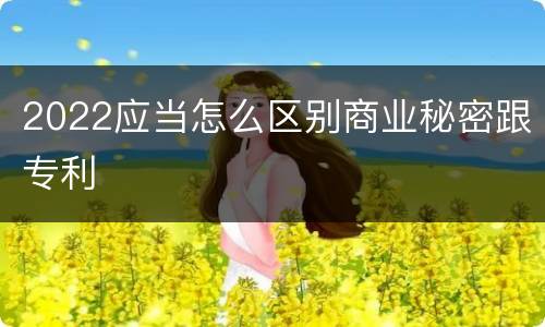 2022应当怎么区别商业秘密跟专利