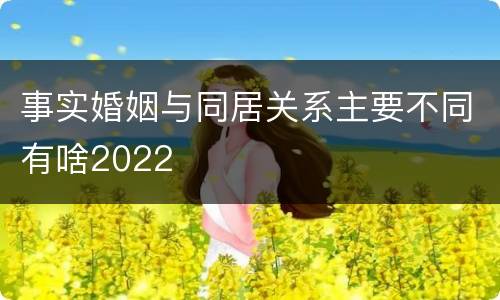 事实婚姻与同居关系主要不同有啥2022