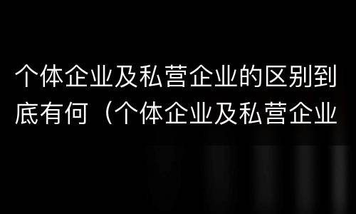 个体企业及私营企业的区别到底有何（个体企业及私营企业的区别到底有何特点）
