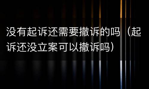 没有起诉还需要撤诉的吗（起诉还没立案可以撤诉吗）