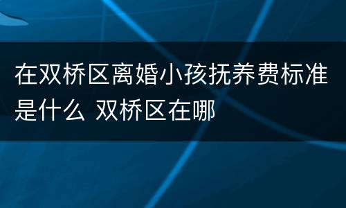 在双桥区离婚小孩抚养费标准是什么 双桥区在哪