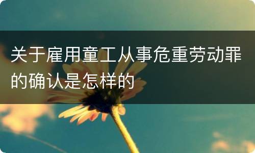 关于雇用童工从事危重劳动罪的确认是怎样的