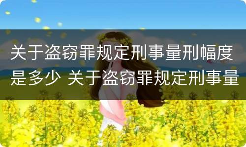 关于盗窃罪规定刑事量刑幅度是多少 关于盗窃罪规定刑事量刑幅度是多少条
