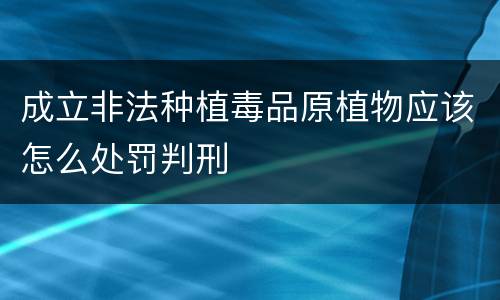 成立非法种植毒品原植物应该怎么处罚判刑