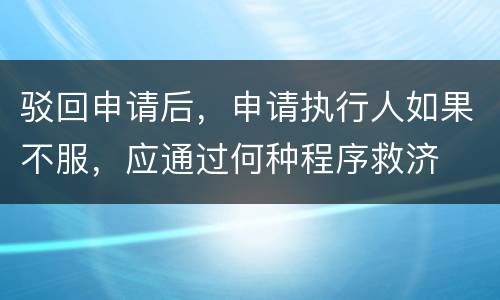驳回申请后，申请执行人如果不服，应通过何种程序救济