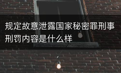 规定故意泄露国家秘密罪刑事刑罚内容是什么样