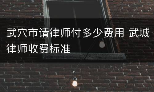 武穴市请律师付多少费用 武城律师收费标准