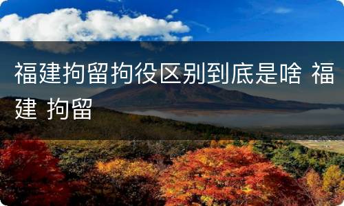 福建拘留拘役区别到底是啥 福建 拘留