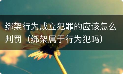 绑架行为成立犯罪的应该怎么判罚（绑架属于行为犯吗）