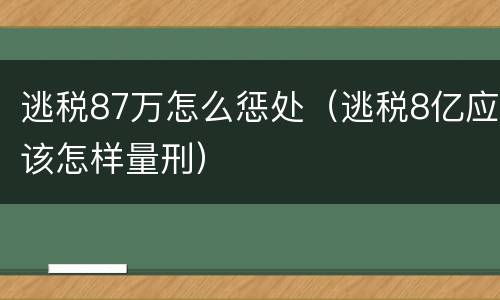逃税87万怎么惩处（逃税8亿应该怎样量刑）