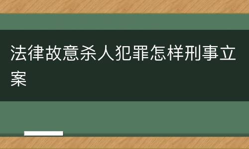 法律故意杀人犯罪怎样刑事立案