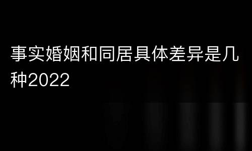 事实婚姻和同居具体差异是几种2022
