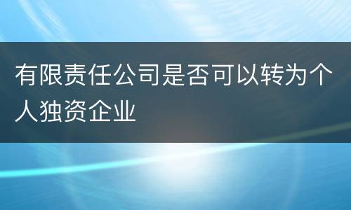 有限责任公司是否可以转为个人独资企业