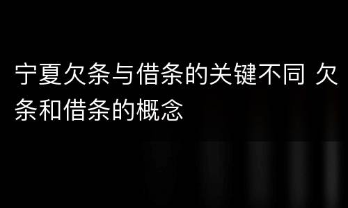 宁夏欠条与借条的关键不同 欠条和借条的概念