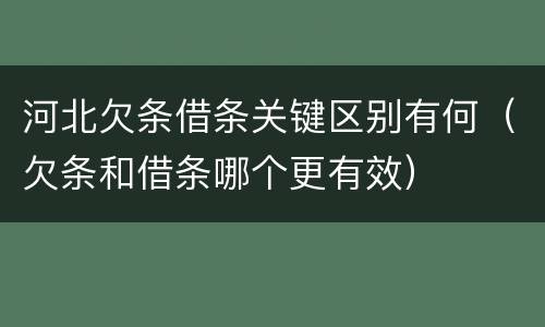 河北欠条借条关键区别有何（欠条和借条哪个更有效）