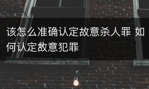 该怎么准确认定故意杀人罪 如何认定故意犯罪