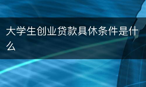 大学生创业贷款具休条件是什么