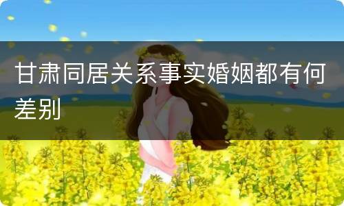 甘肃同居关系事实婚姻都有何差别