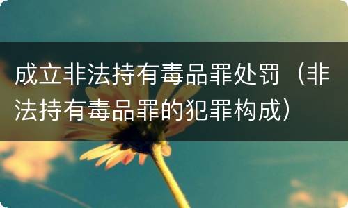 成立非法持有毒品罪处罚（非法持有毒品罪的犯罪构成）