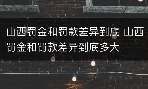 山西罚金和罚款差异到底 山西罚金和罚款差异到底多大
