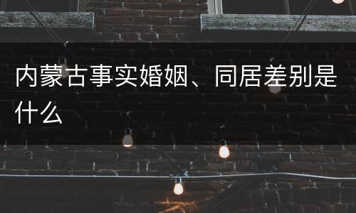 内蒙古事实婚姻、同居差别是什么