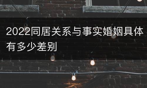 2022同居关系与事实婚姻具体有多少差别