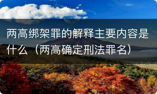 两高绑架罪的解释主要内容是什么（两高确定刑法罪名）