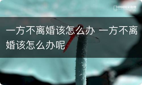 一方不离婚该怎么办 一方不离婚该怎么办呢
